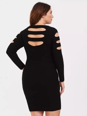 Torrid Black Shoulder Cut Out Sweater Dress